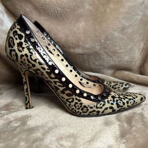 Jimmy Choo Leopard Slight Sparkle Cutouts Pumps 4" Heels Women's 37 US Size 7 :)